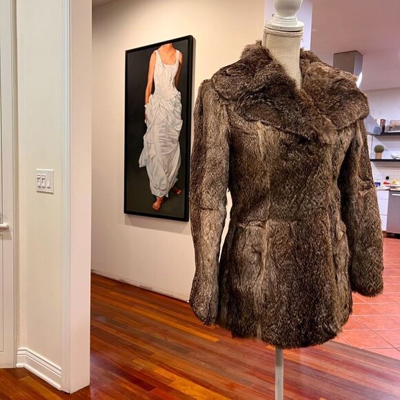 Luxurious Brown French Rabbit Fur Coat - Picture 1 of 6